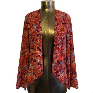Lush Asymetrical Drape Red Floral Jacket Blazer